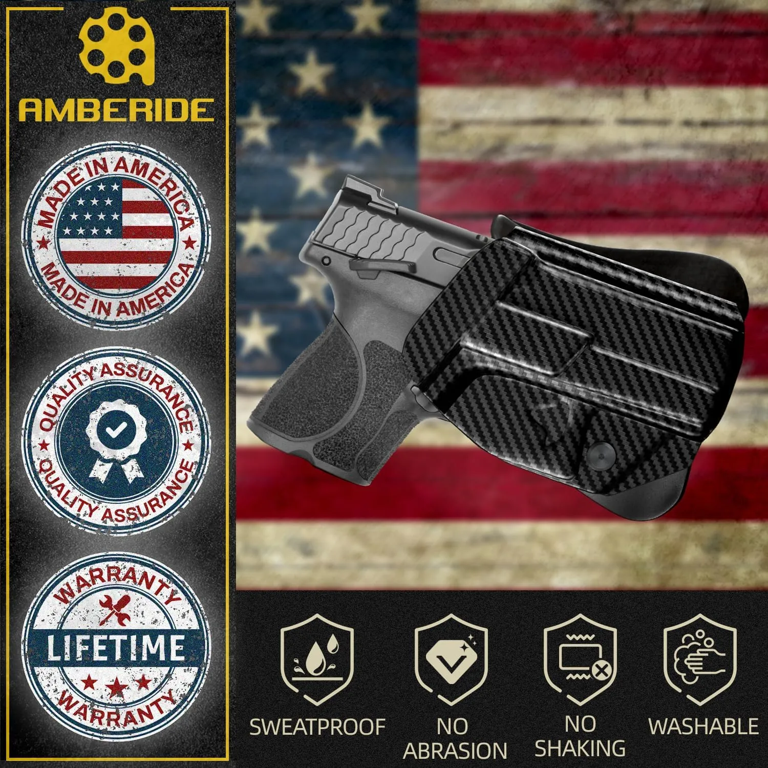 Kimber Micro 9 Holster IWB OWB Kydex Holster Fit: Kimber Micro 9mm Pistol – Inside Waistband Concealed Carry – Adjustable Cant & 'Posi-Click' Retention – No Wear - No Jitter - USA Made by Amberide