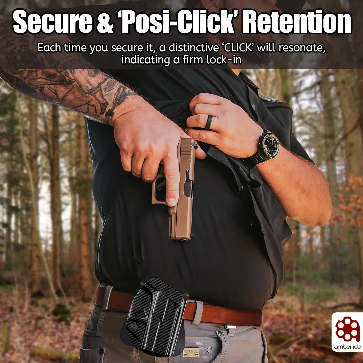 Kimber Micro 9 Holster IWB OWB Kydex Holster Fit: Kimber Micro 9mm Pistol – Inside Waistband Concealed Carry – Adjustable Cant & 'Posi-Click' Retention – No Wear - No Jitter - USA Made by Amberide