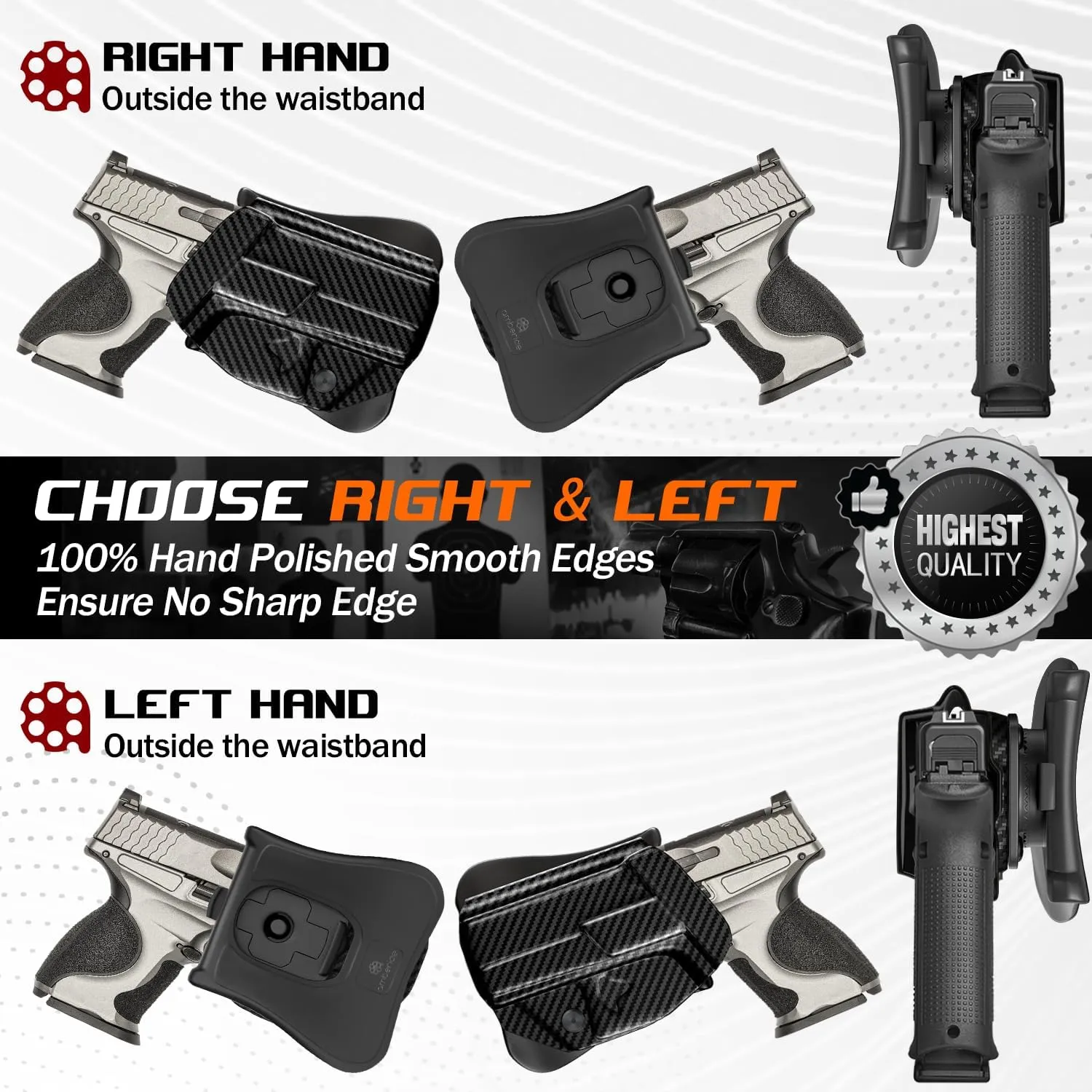 Kimber Micro 9 Holster IWB OWB Kydex Holster Fit: Kimber Micro 9mm Pistol – Inside Waistband Concealed Carry – Adjustable Cant & 'Posi-Click' Retention – No Wear - No Jitter - USA Made by Amberide