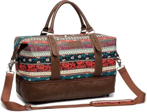 Kinmac Garment Bag with Shoes Compartment,Duffel Bag For Travel,Sports Gym Yoga Duffel Bag Weekender Overnight Totes Bag (Bohemian)
