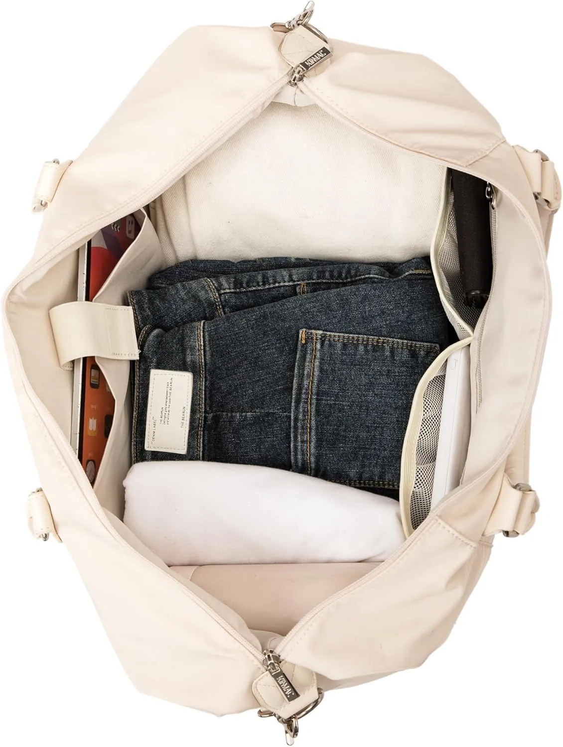Kinmac Travel Duffel Bag, Overnight Weekender Sports Gym Carry-on Tote (Beige)