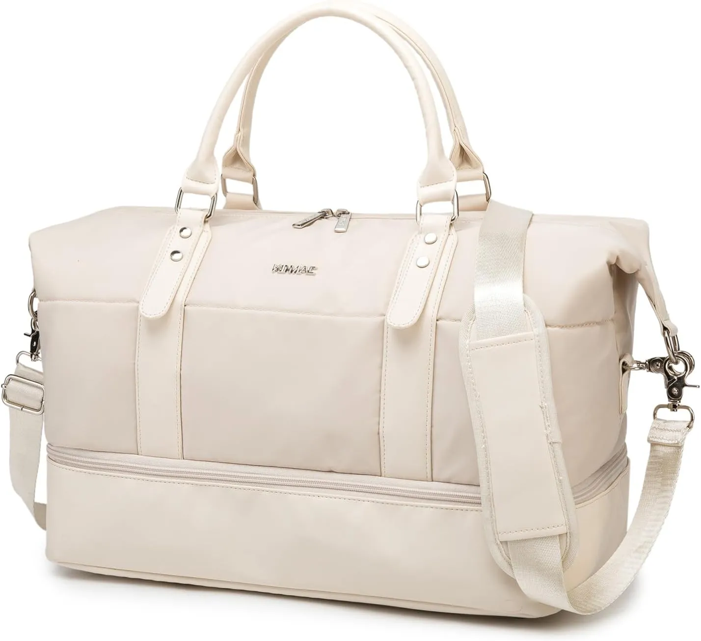 Kinmac Travel Duffel Bag, Overnight Weekender Sports Gym Carry-on Tote (Beige)