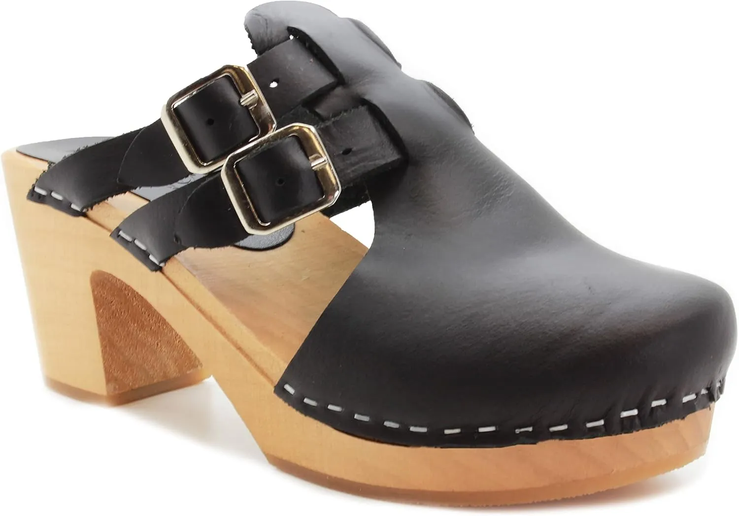 KLÄGN Swedish Wooden Mid-Heel Clogs