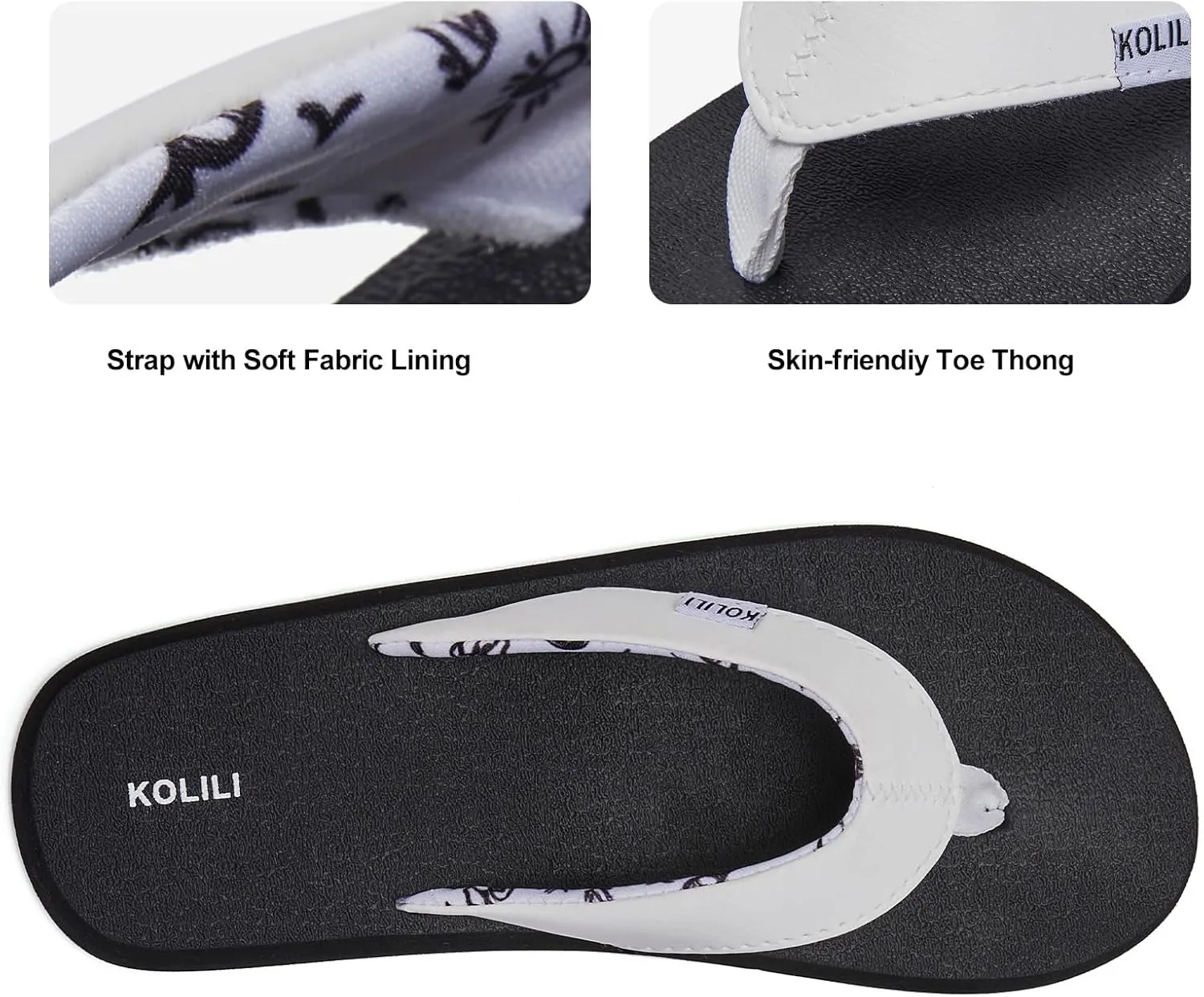 KOLILI Women's Yoga Mat Flip Flop Sandals | Max Cushioned Thong Sandals for Beach & Summer