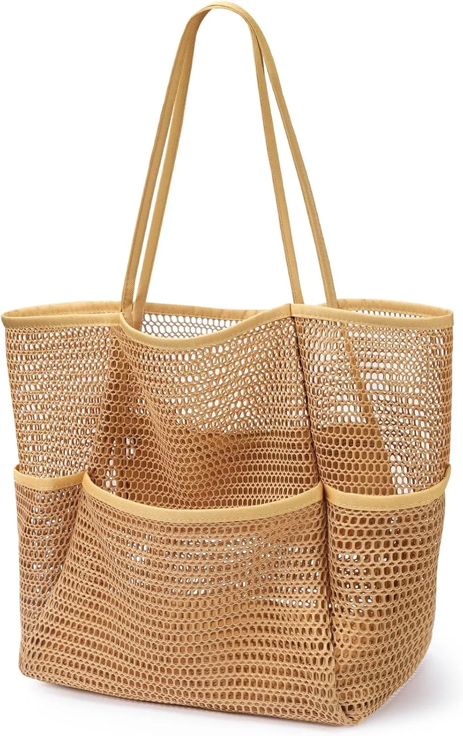 KPX Beach Bag with Mini Pocket, Beach Tote Bags for Women Large Foldable Mesh Swimming Pool Travel Bags - Sandproof