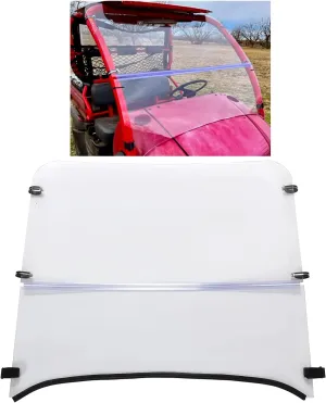 KUAFU Clear Flip Windshield Compatible with 2006-2016 Kawasaki Mule 610 600 SE XC Front Fold Up Windscreen