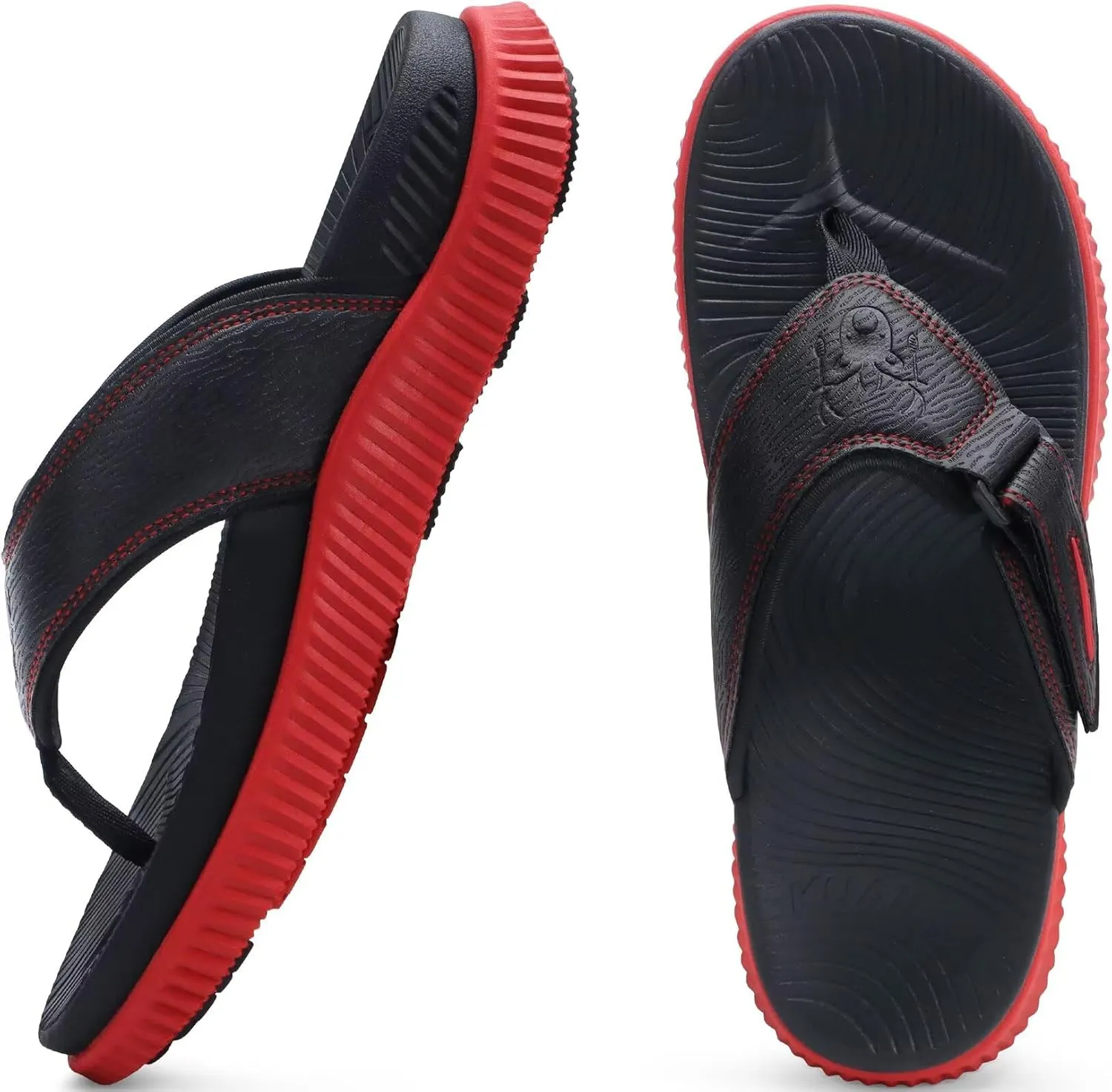 KuaiLu Mens Orthotic Flip Flops Men's Recovery Walking Sandals Adjustable Thick Athletic Cushion Sport Slides for Man, Water Resistant & Lightweight, Soft Comfort Fit & Arch Support