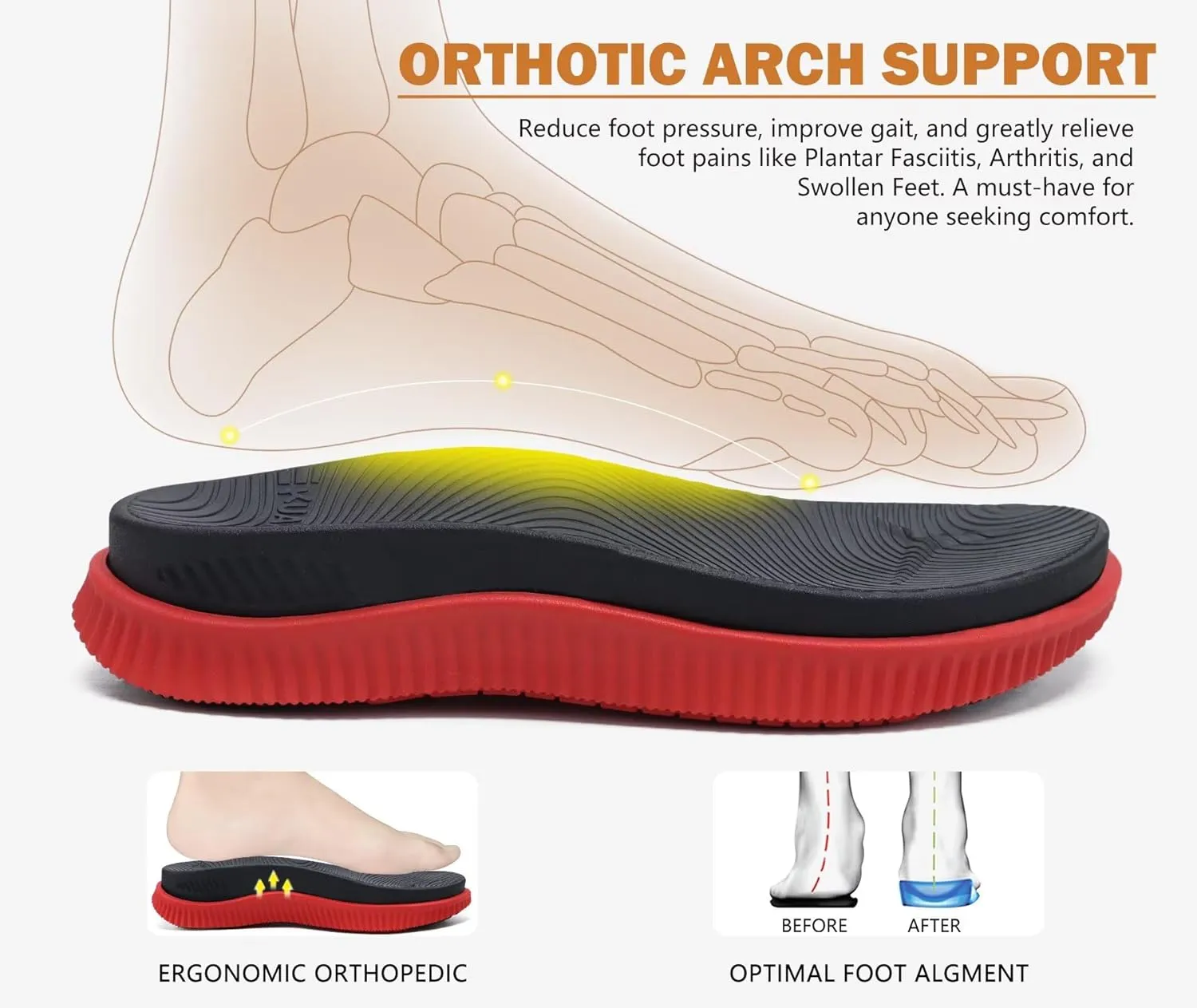 KuaiLu Mens Orthotic Flip Flops Men's Recovery Walking Sandals Adjustable Thick Athletic Cushion Sport Slides for Man, Water Resistant & Lightweight, Soft Comfort Fit & Arch Support