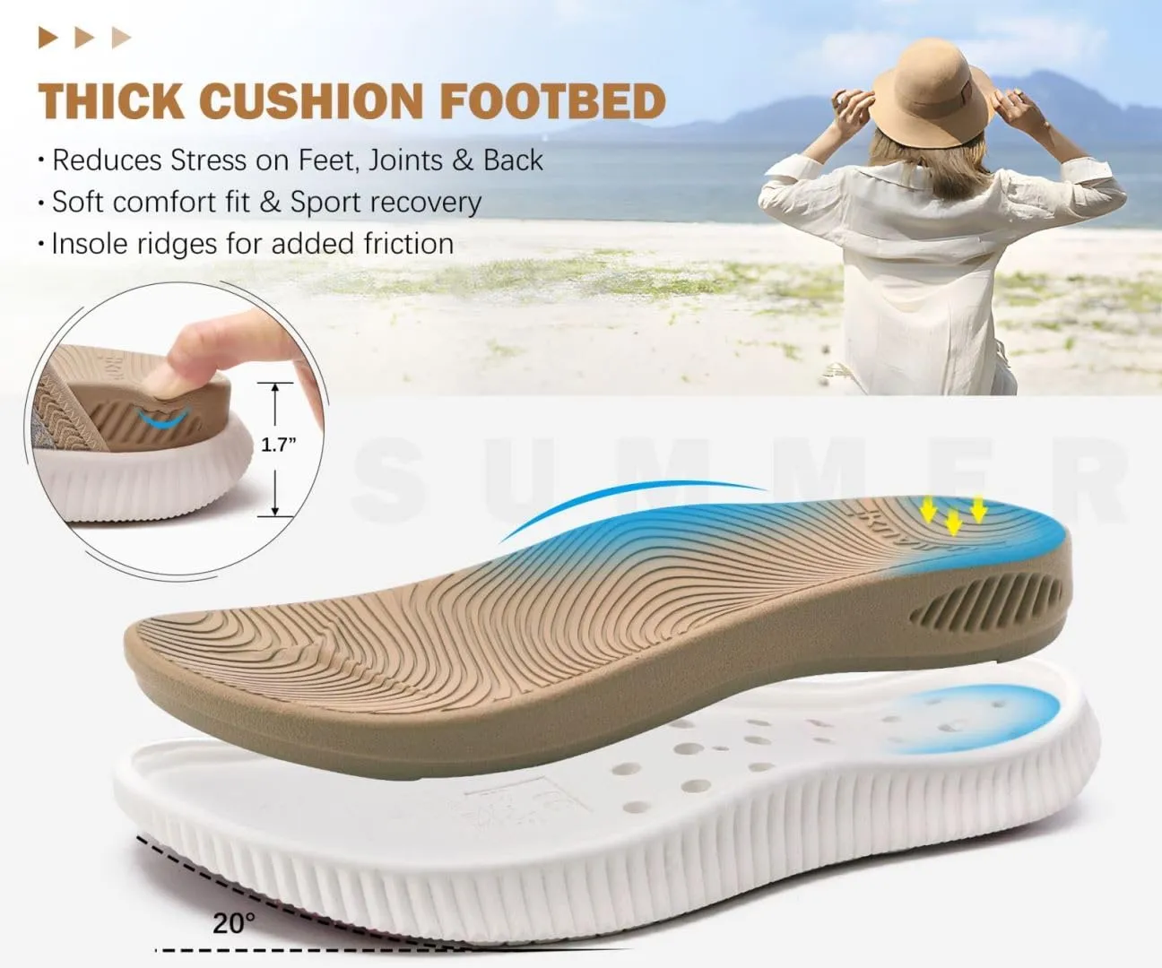 KuaiLu Womens Flip Flops With Arch Support Adjustable Thick Athletic Cushion Recovery Walking Sandals For Woman Ladies Fashion Comfortable Flip-Flop Slides, Water Resistant & Lightweight