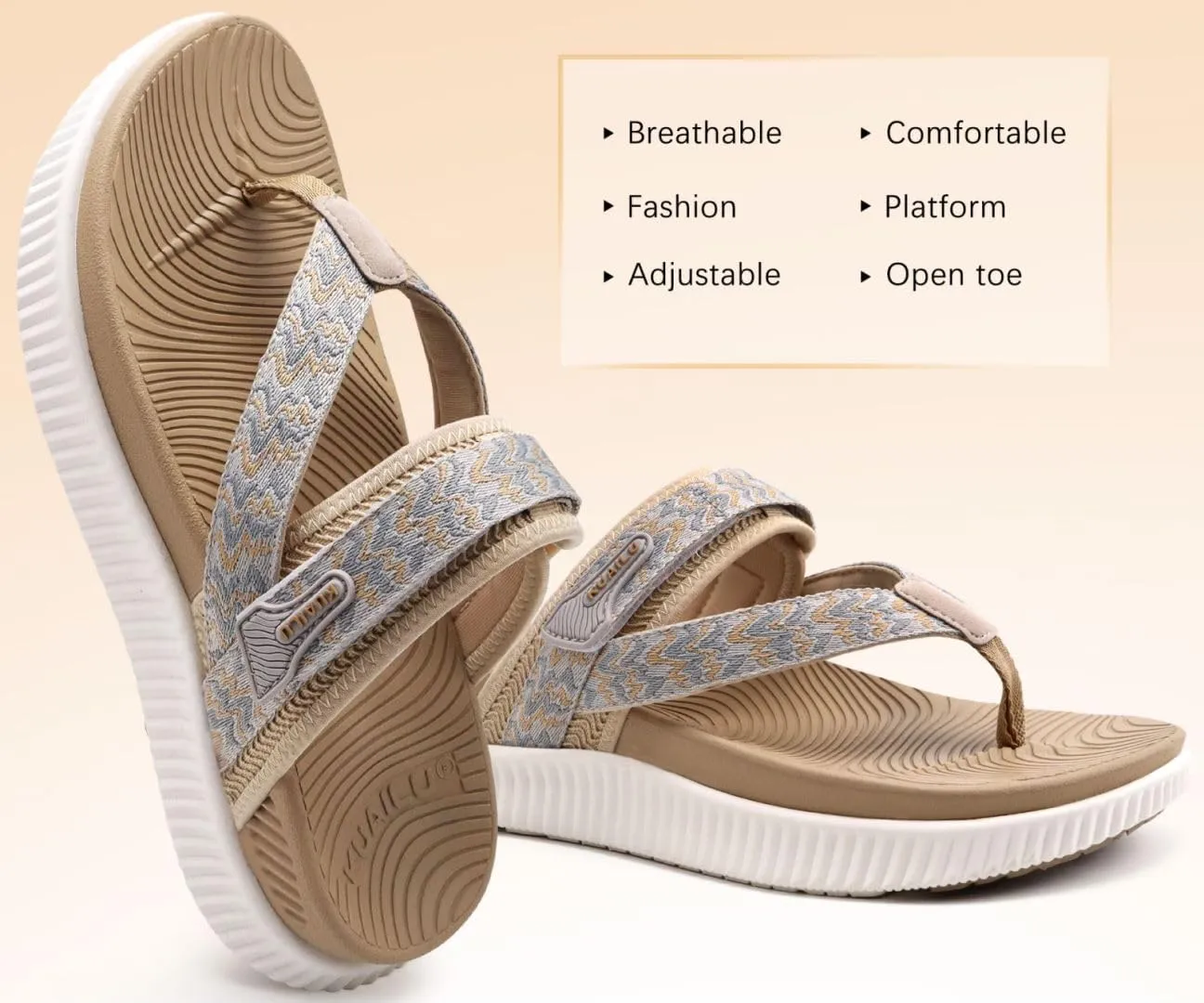 KuaiLu Womens Flip Flops With Arch Support Adjustable Thick Athletic Cushion Recovery Walking Sandals For Woman Ladies Fashion Comfortable Flip-Flop Slides, Water Resistant & Lightweight