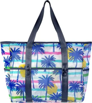 KUAK Mesh Beach Bag, Extra Large Waterproof Sandproof Tote with 9 Pockets, Zippered Top, Lightweight for Travel, Pool, Family
