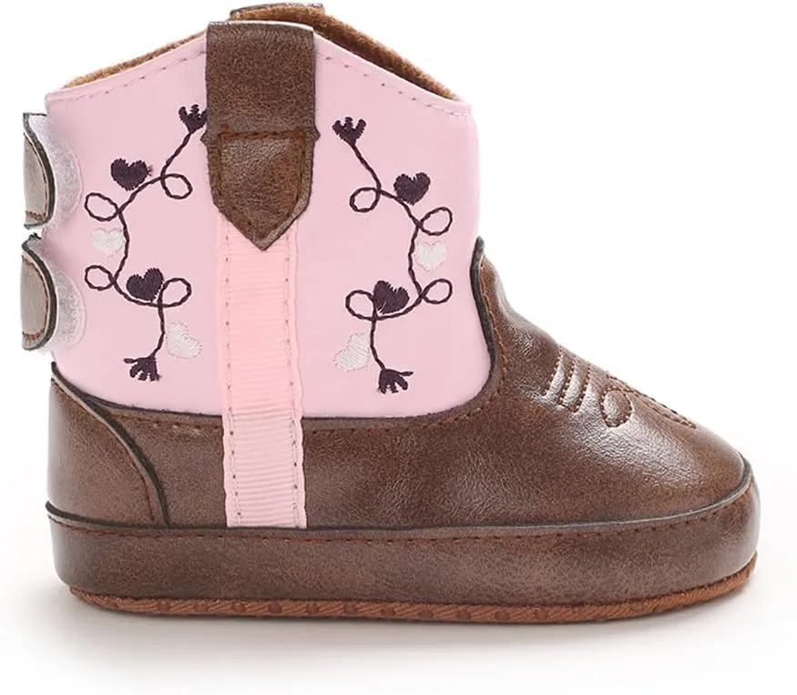 Kuner Baby Cowboy Boots Western Boots Toddler Cowboy Bootie Soft Sole Non-Slip Crib Shoes for Infant Boys Girls0-18 Months