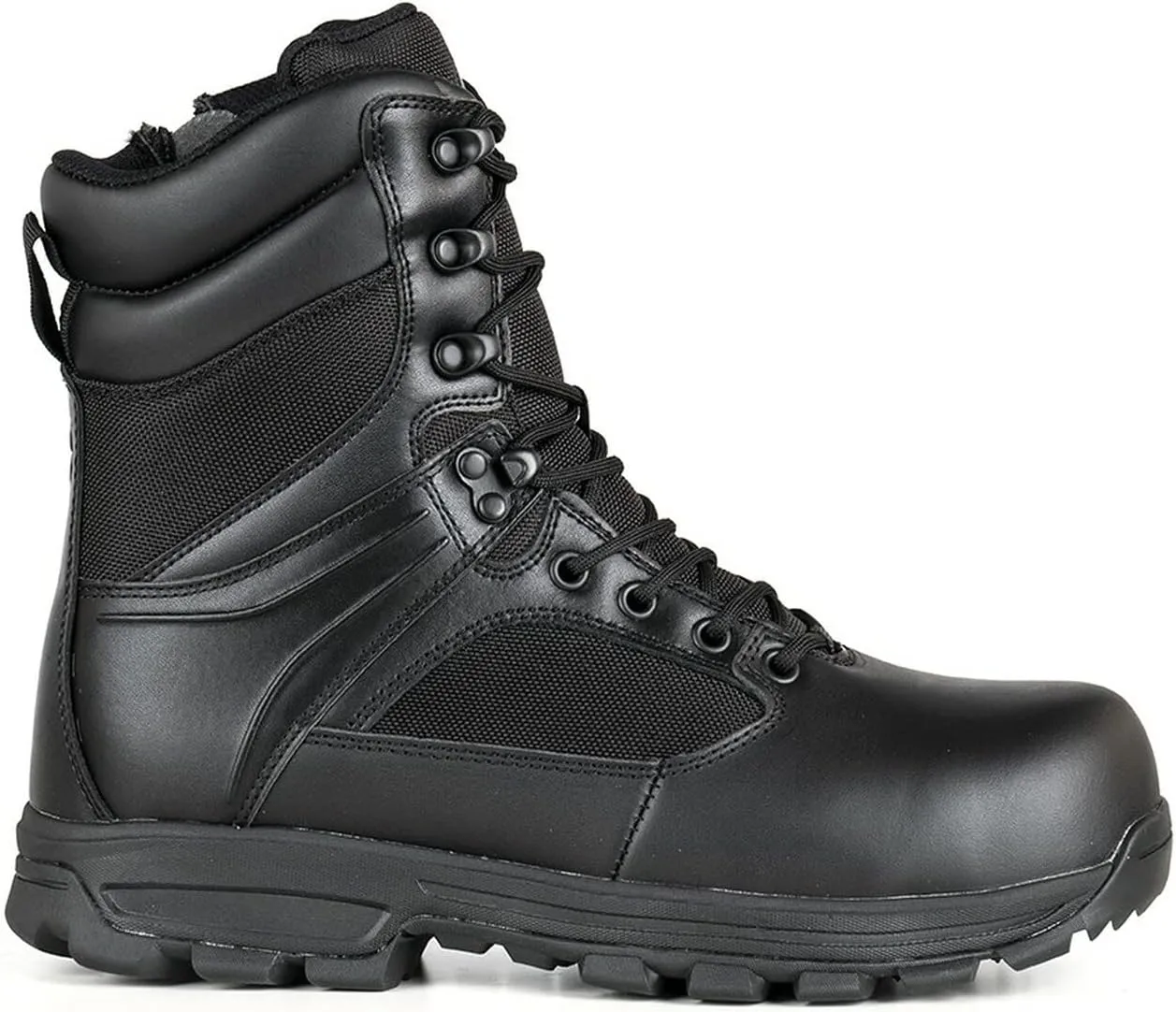 LAPG Men’s Sector 8” Waterproof Side-Zip Duty Boots, Breathable & Comfortable Tactical Hiking Combat Shoes for Men, Black