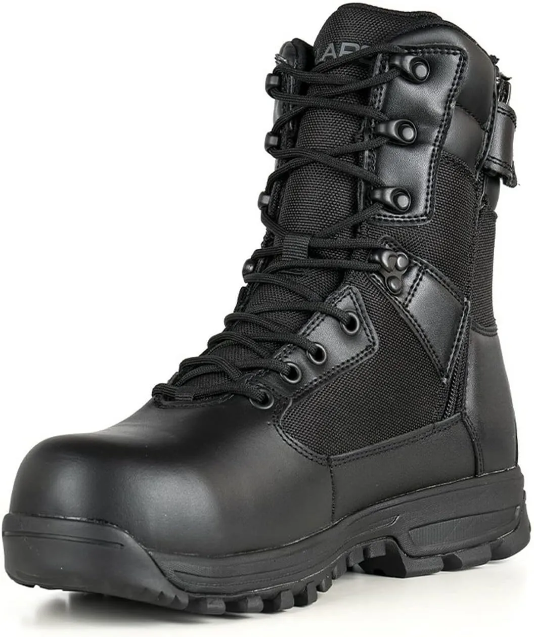 LAPG Men’s Sector 8” Waterproof Side-Zip Duty Boots, Breathable & Comfortable Tactical Hiking Combat Shoes for Men, Black