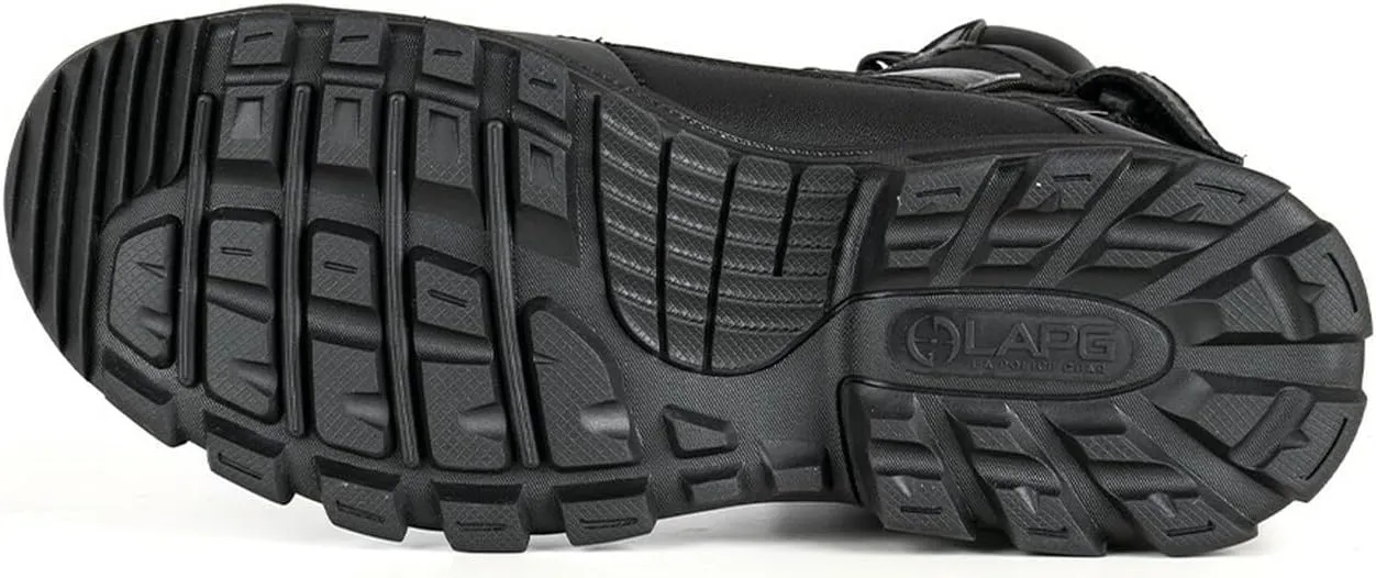 LAPG Men’s Sector 8” Waterproof Side-Zip Duty Boots, Breathable & Comfortable Tactical Hiking Combat Shoes for Men, Black