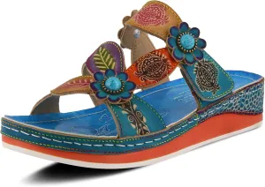 L'Artiste Women's Pillow Leather Slide Sandal