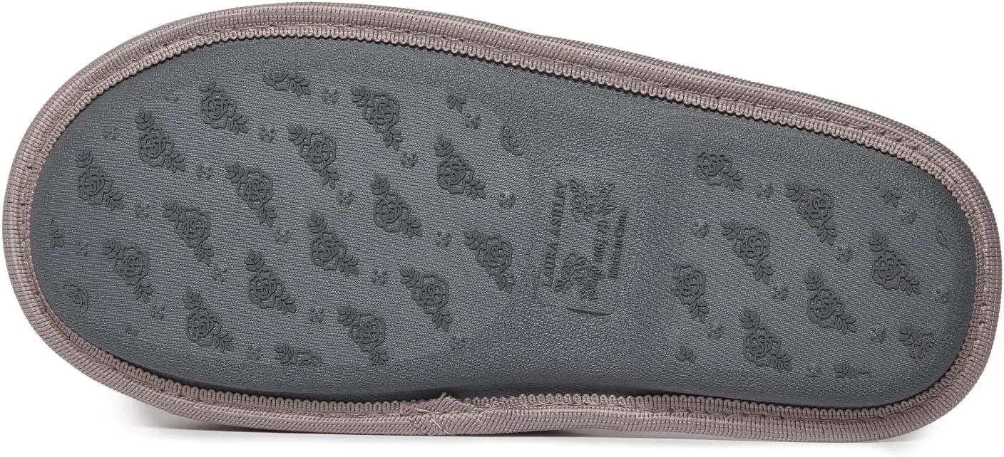 Laura Ashley Ladies Open Toe Spa Slippers with Bow and Memory Foam Insole
