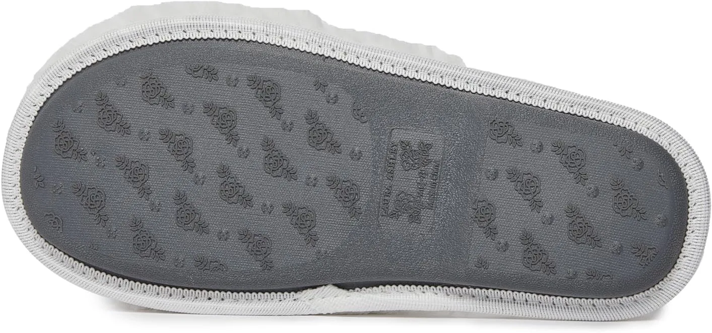 Laura Ashley Women's Slippers, Plush Faux Fur Memory Foam Scuff Slide Slippers, Heart Slip On Slippers for Women - Ladies Indoor House/Bedroom Shoes