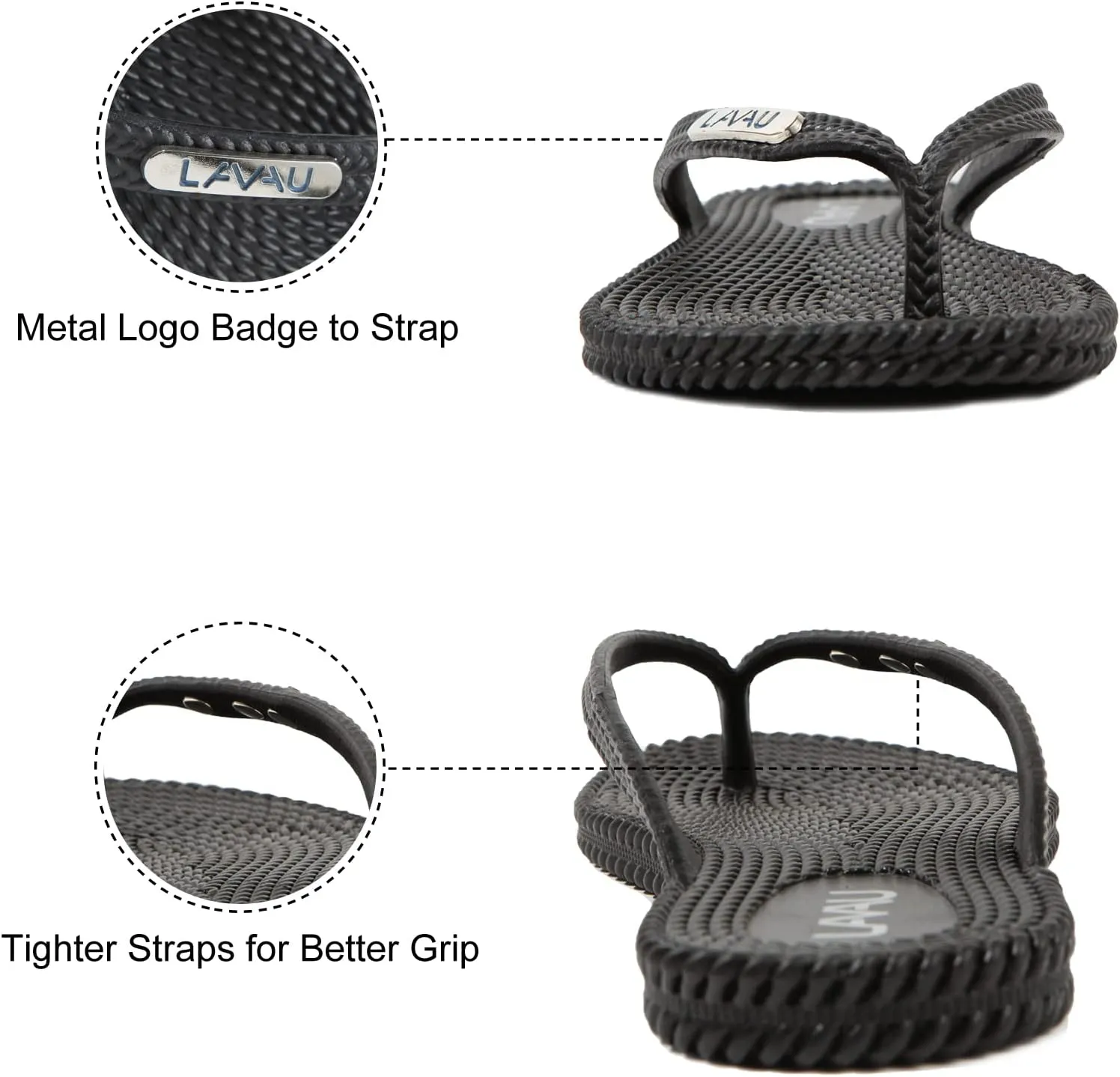 LAVAU Flip Flops for Women, Waterproof Non Slip Thong Sandals for Shower Beach Pool, Recyclable