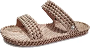 LAVAU Slide Sandals for Women, Slip-On Waterproof Slippers with Two Strap for Beach/Pool/Shower/Outdoor, Recyclable