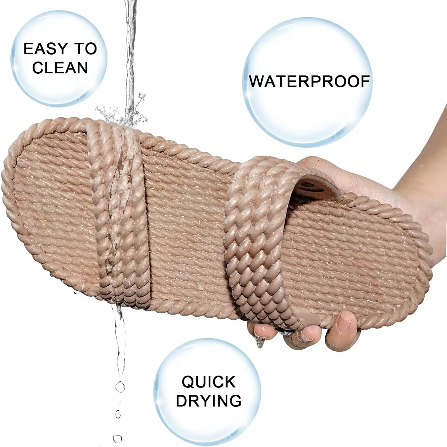 LAVAU Slide Sandals for Women, Slip-On Waterproof Slippers with Two Strap for Beach/Pool/Shower/Outdoor, Recyclable