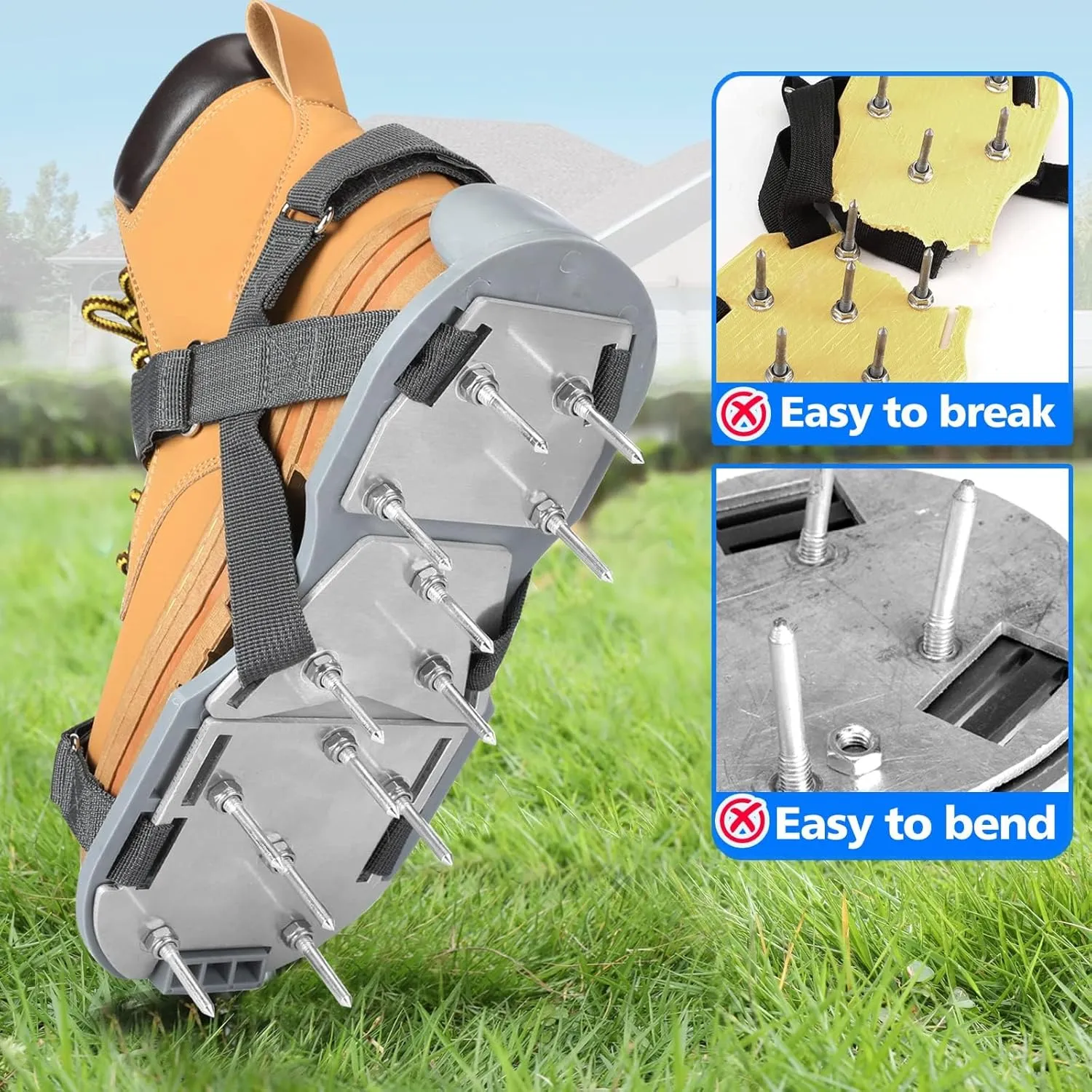Lawn Aerator Shoes for Grass - Pre-Assembled Grass Aerator Shoes for Lawn - Soil Yard Aerator Tool for Aerating Patio Garden, Gray
