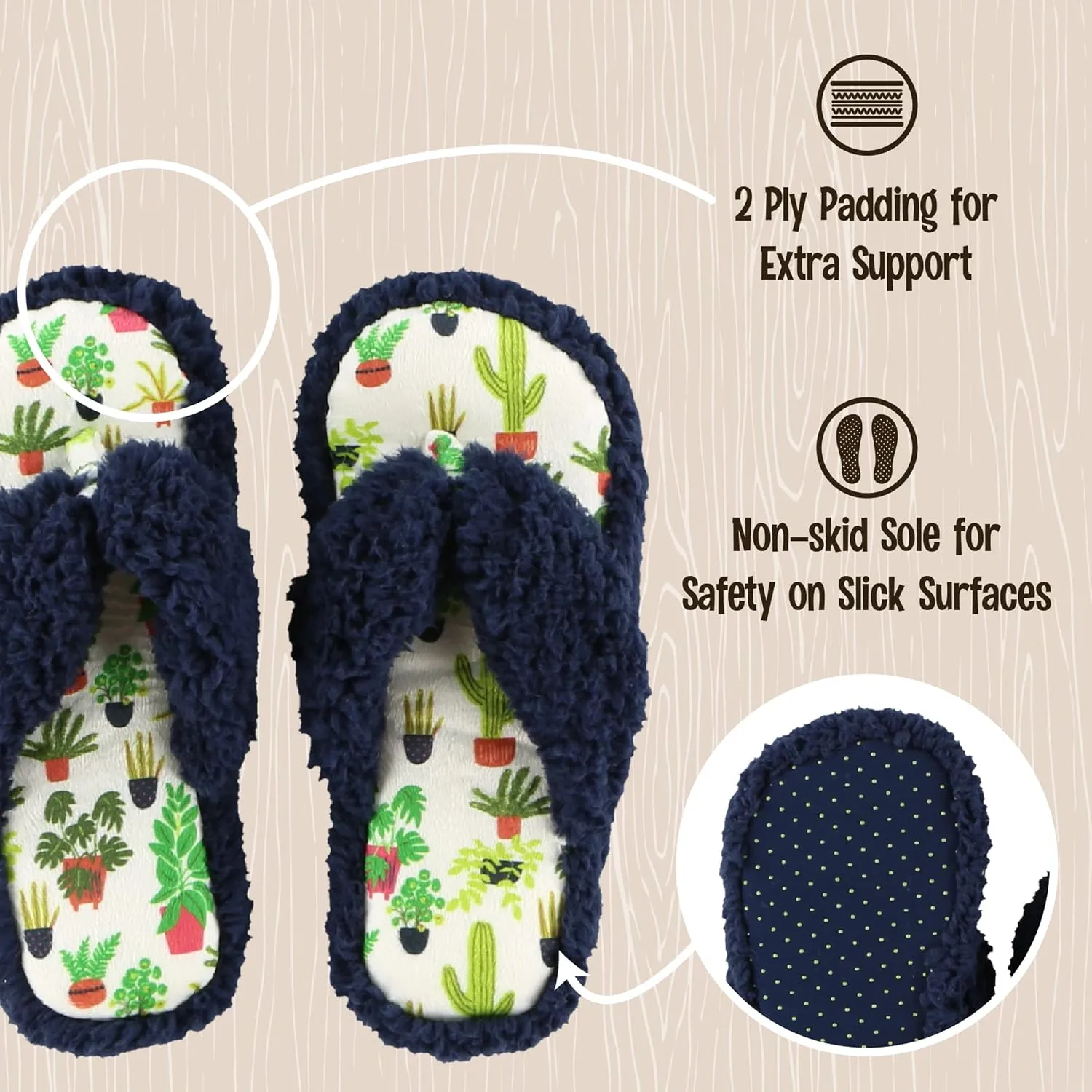 Lazy One Spa Flip-Flop Slippers for Women, Girls' Fuzzy House Slippers