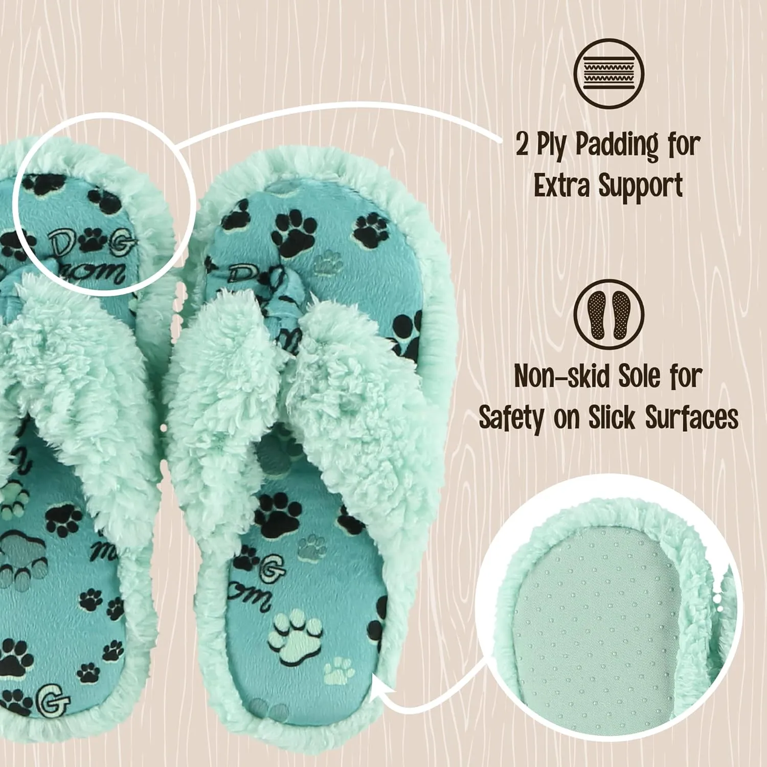 Lazy One Spa Flip-Flop Slippers for Women, Girls' Fuzzy House Slippers