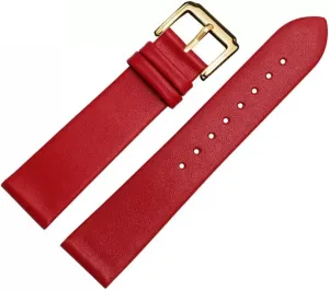 Leather Watch Strap for Men and Women -Thin Soft Buckle Accessories Thin Plain Grain Watch Chain(15mm)