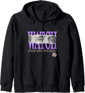 Light Purple Watch Your Own Pockets Purple Violet Graphic Zip Hoodie