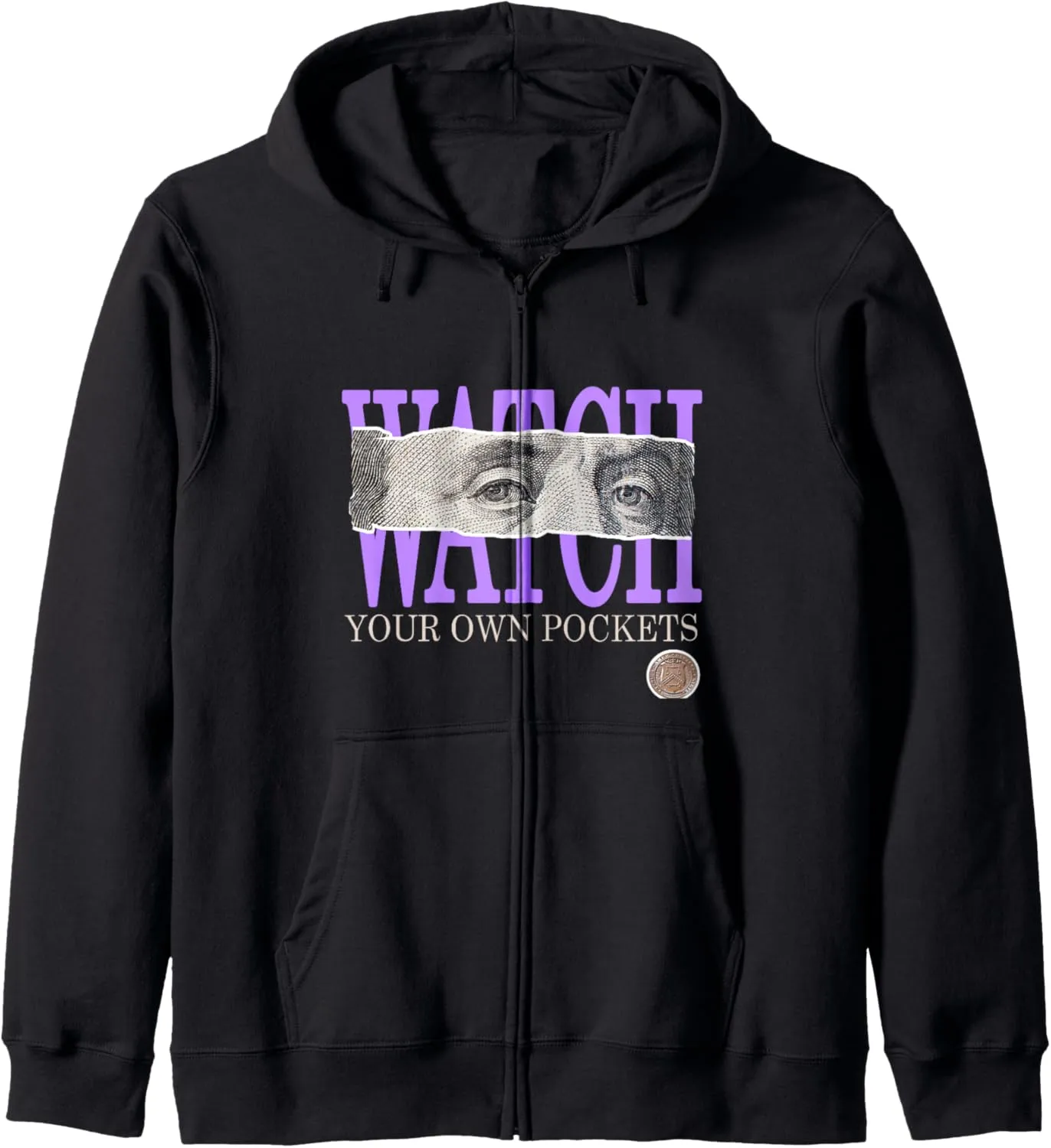 Light Purple Watch Your Own Pockets Purple Violet Graphic Zip Hoodie
