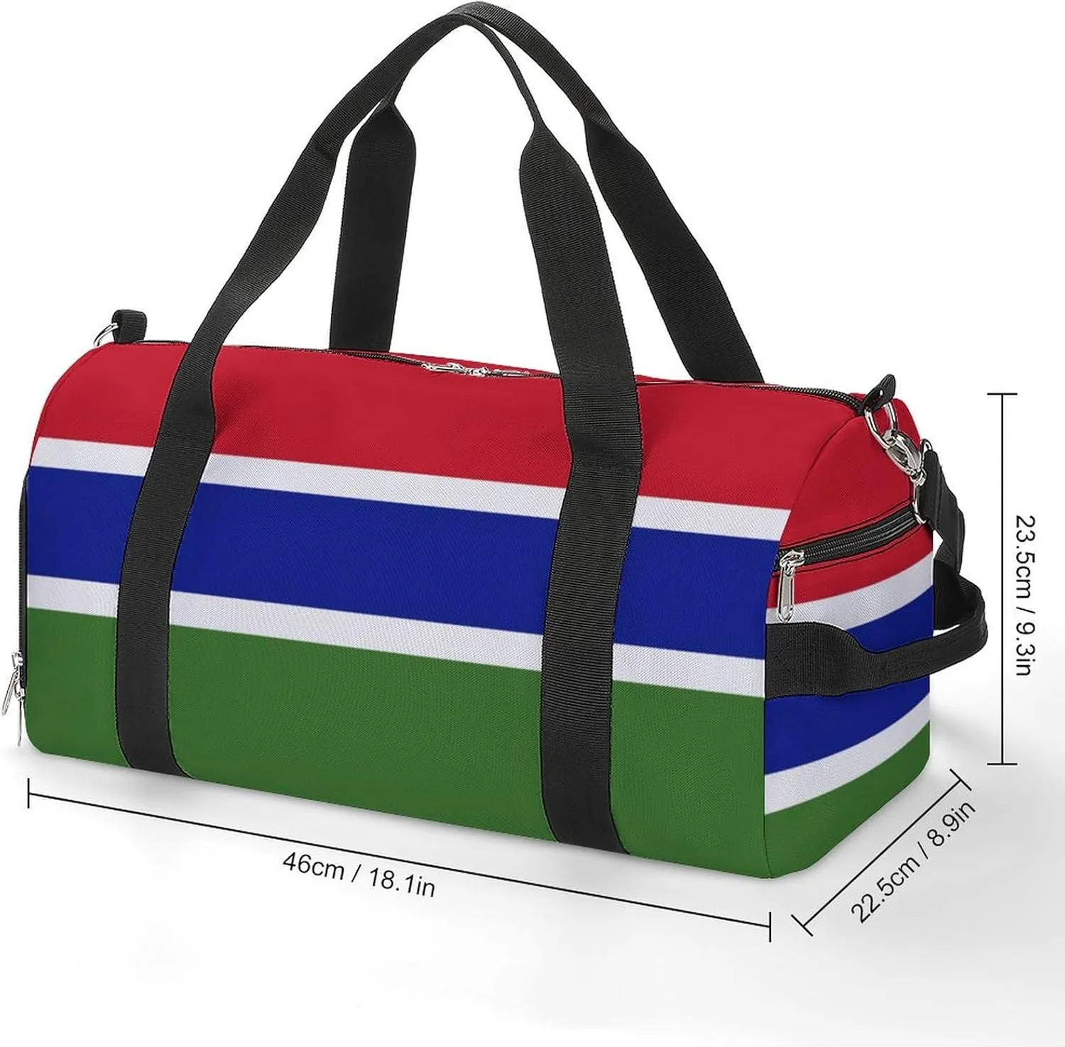 Lightweight Gambia Flag Duffel Bag for Boys Girls with Shoe Compartment