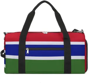 Lightweight Gambia Flag Duffel Bag for Boys Girls with Shoe Compartment
