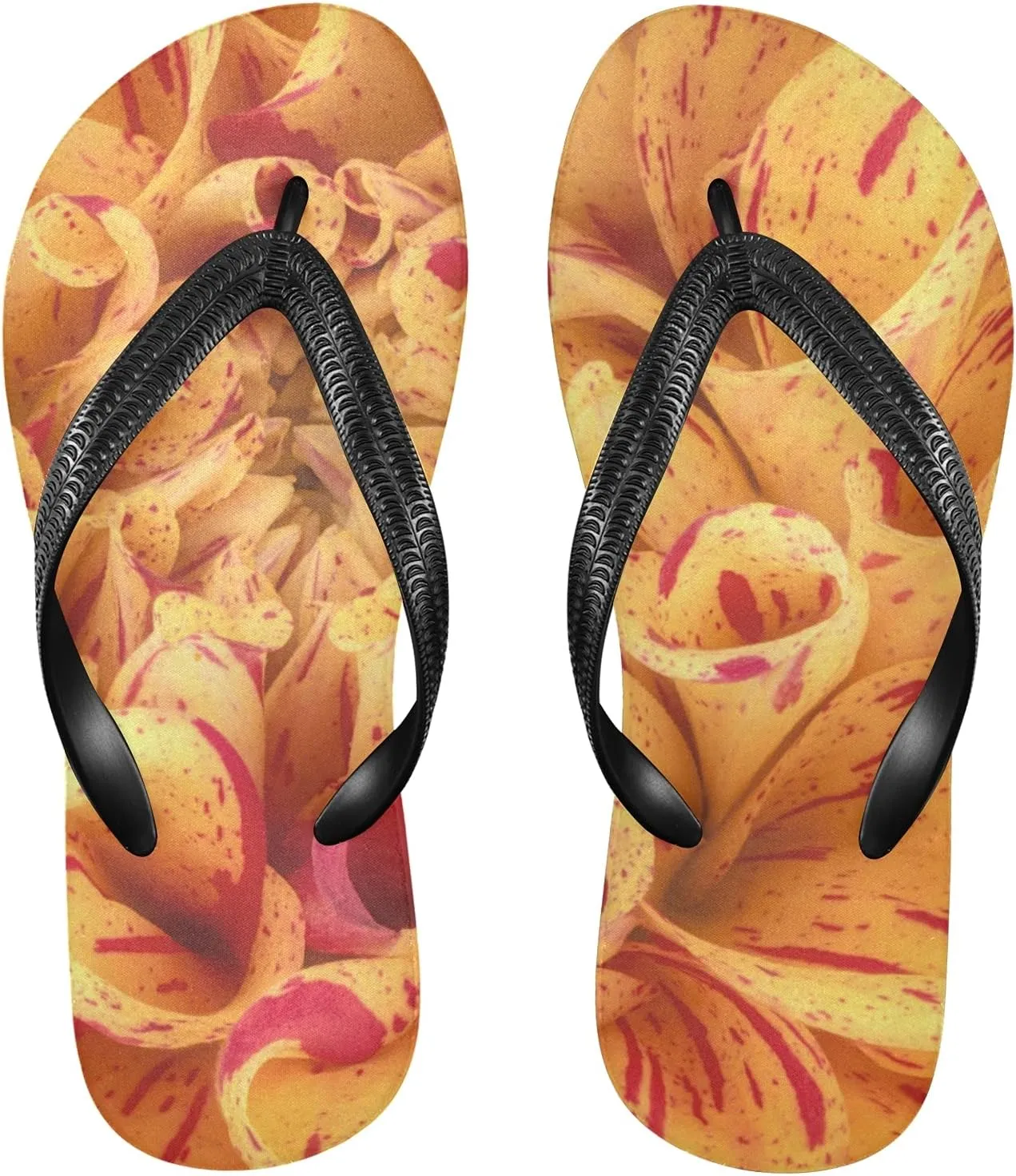 Linqin Flip Flops Slippers for Women/Men Outdoor Summer Beach Sandals Shower Shoes with Flowers Element