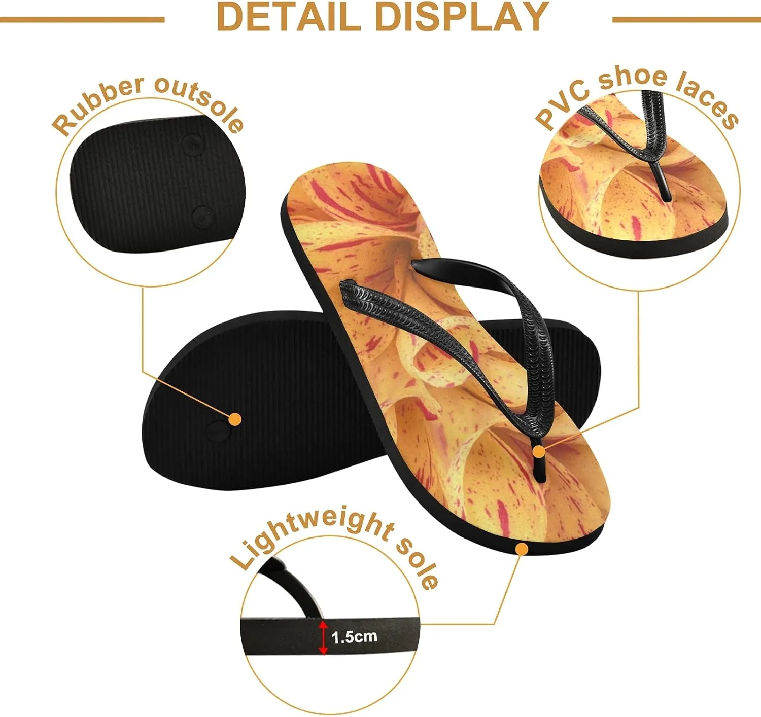 Linqin Flip Flops Slippers for Women/Men Outdoor Summer Beach Sandals Shower Shoes with Flowers Element