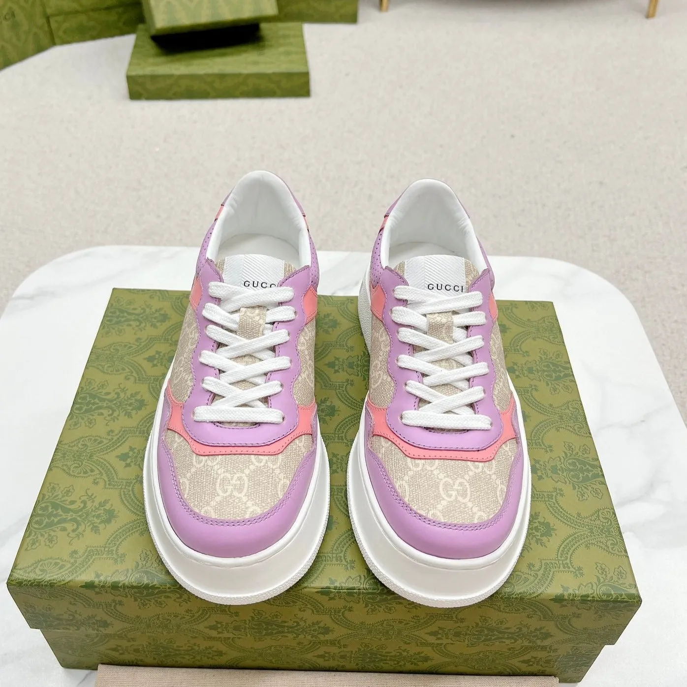Long-lasting Gucci LIGHT Knowledgeable PURPLE TRAINER GRAY GG AND CALFSKIN