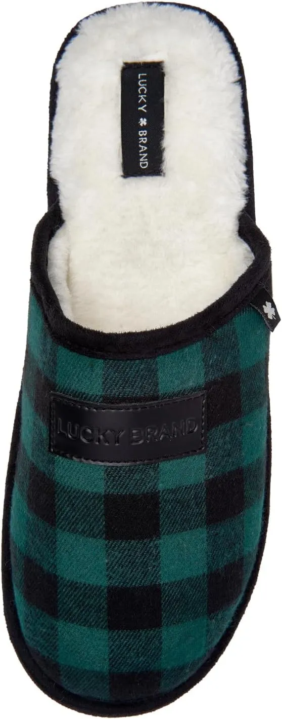 Lucky Brand Men's Plaid Clog Slippers with Memory Foam – Cozy, Stylish Comfort for Every Step