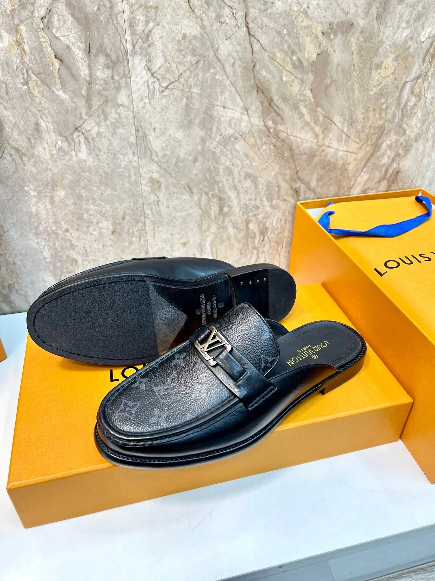 LV EASY MULE BLACK MONOGRAM CALFSKIN