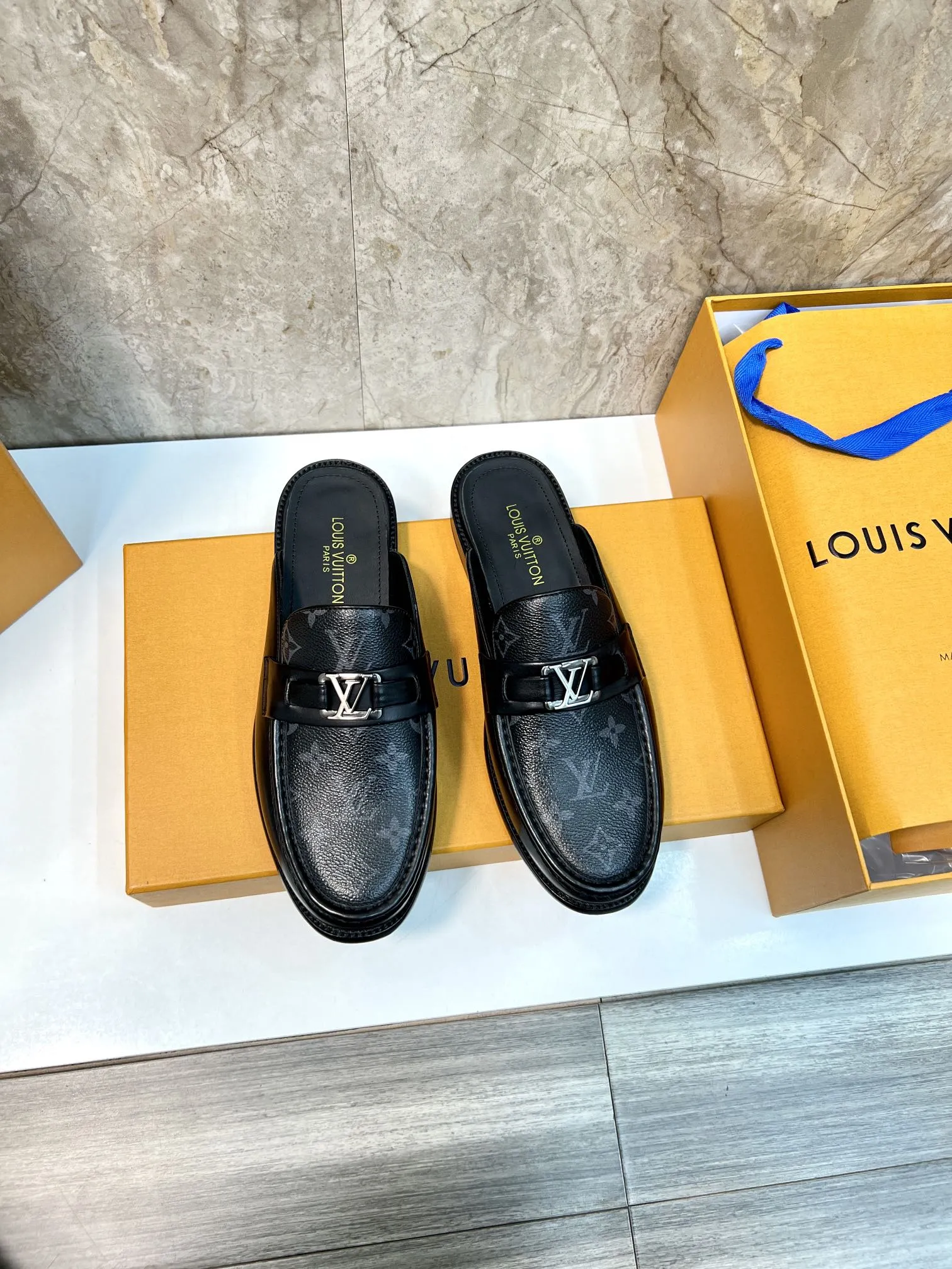 LV EASY MULE BLACK MONOGRAM CALFSKIN