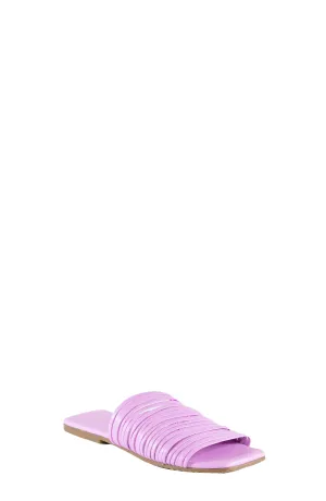Lyra Lilac Leather Strappy Slide Sandal
