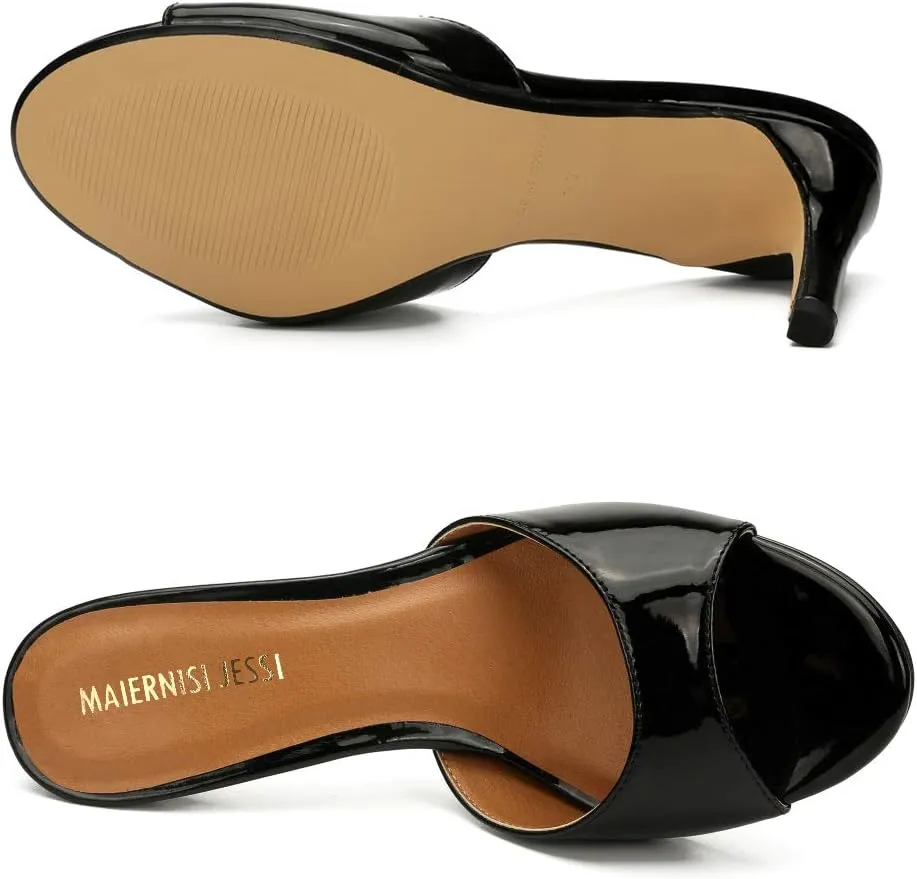 MAIERNISI JESSI Unisex Men's Women's Kitten Heel Mules Slide Slip On Dress Sandals