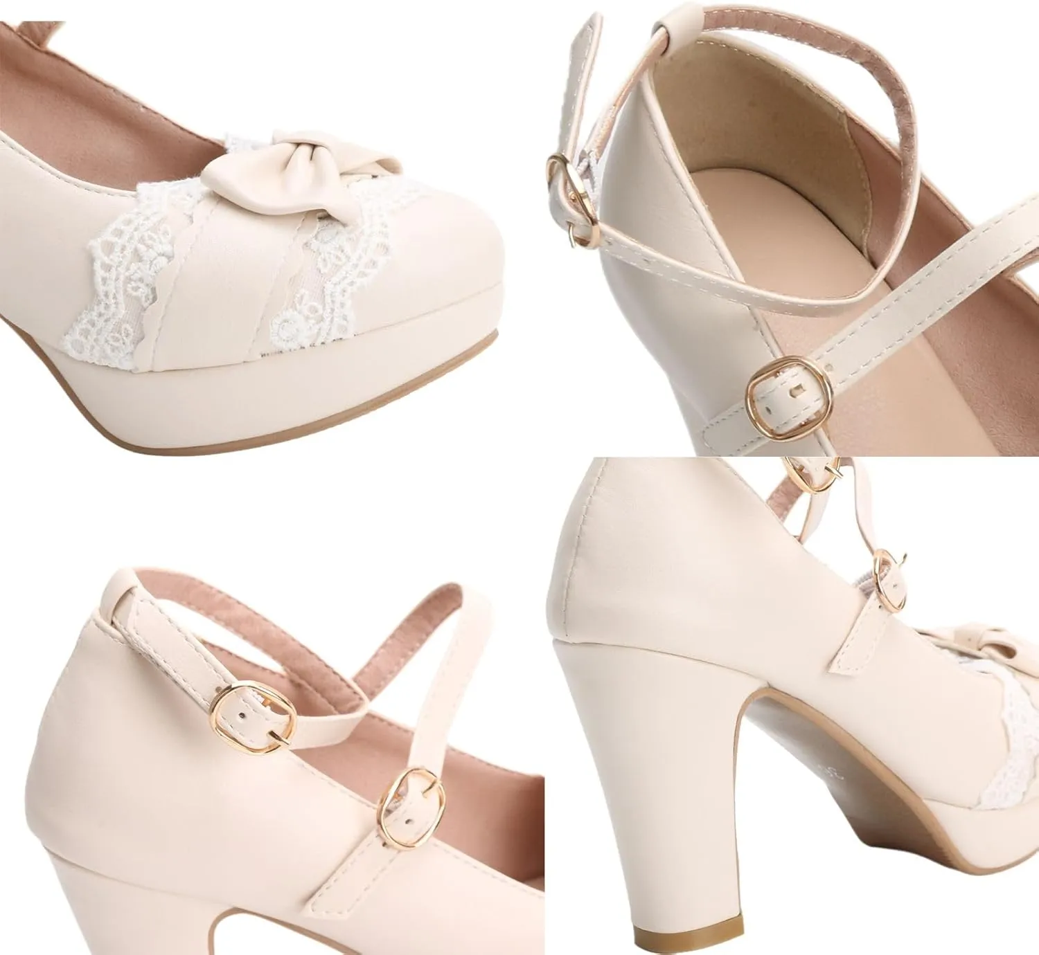Mary Janes for Women Platform Heels Bow Kawaii Shoes Vintage Dress Pumps
