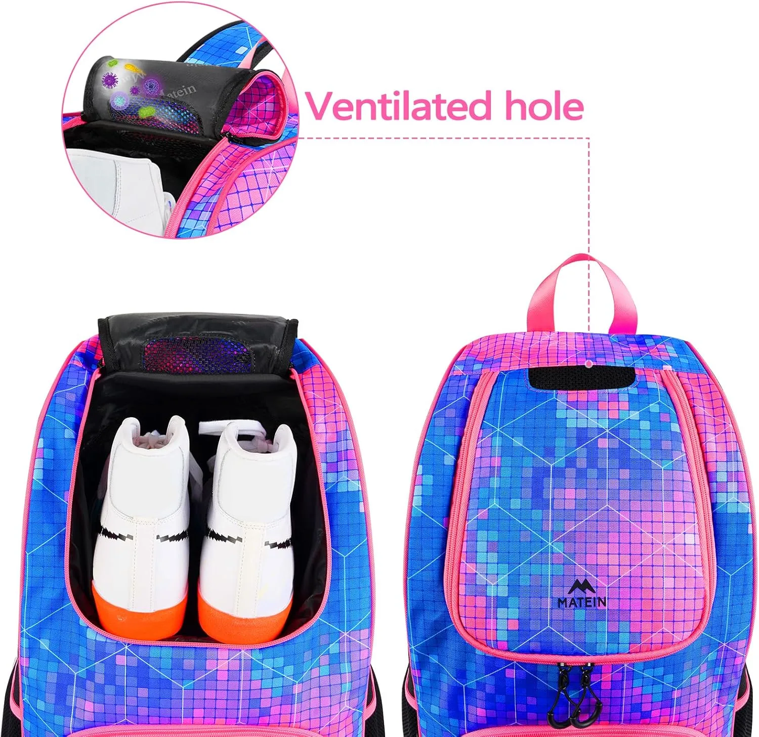 MATEIN Basketball Bag, Sturdy Soccer Bag with Ball Holder & Shoe Compartment, Large Basketball Backpack for Training Equipment, Water Resistant Sports Ball Backpack Fits Volleyball Football, Colorful