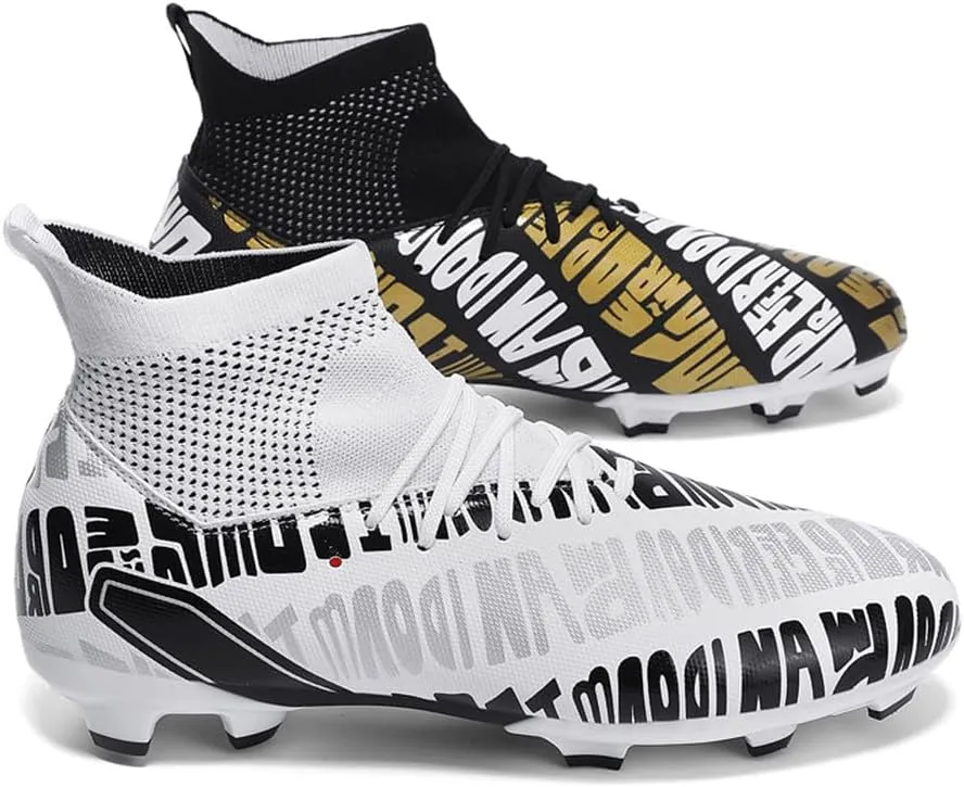 MAUGELY Men's Cleats Firm Ground Soccer Shoes Athletic Lightweight Running Outdoor Turf Comfortable Training Football Shoes