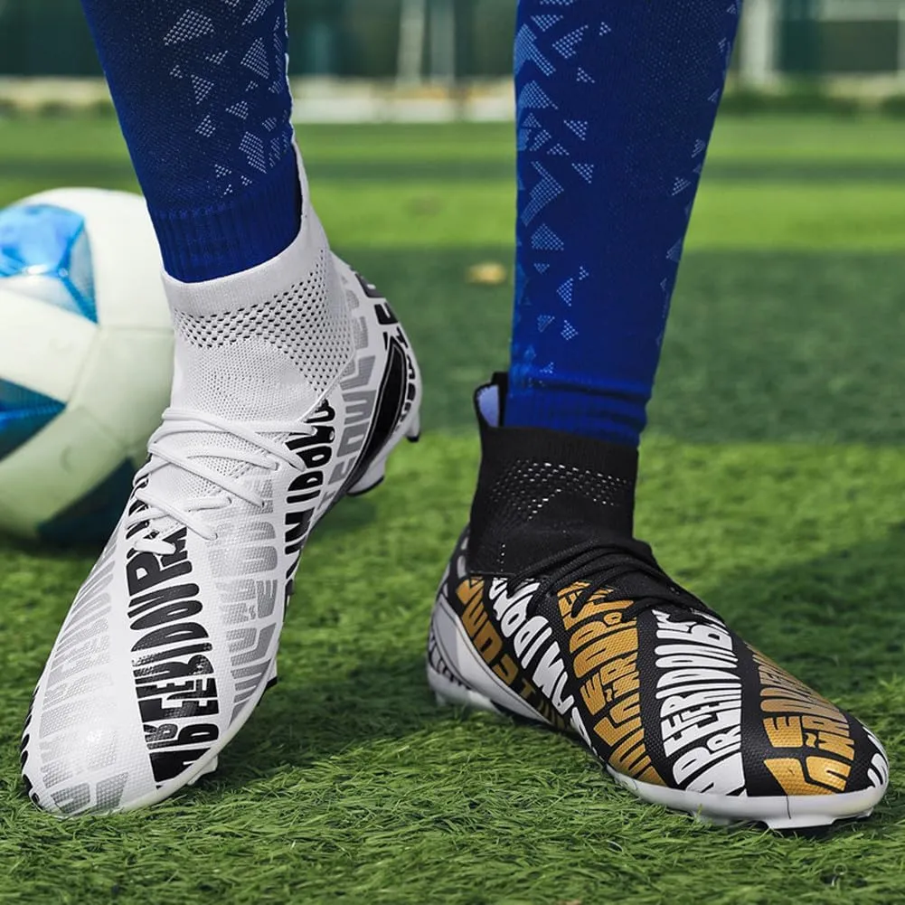 MAUGELY Men's Cleats Firm Ground Soccer Shoes Athletic Lightweight Running Outdoor Turf Comfortable Training Football Shoes