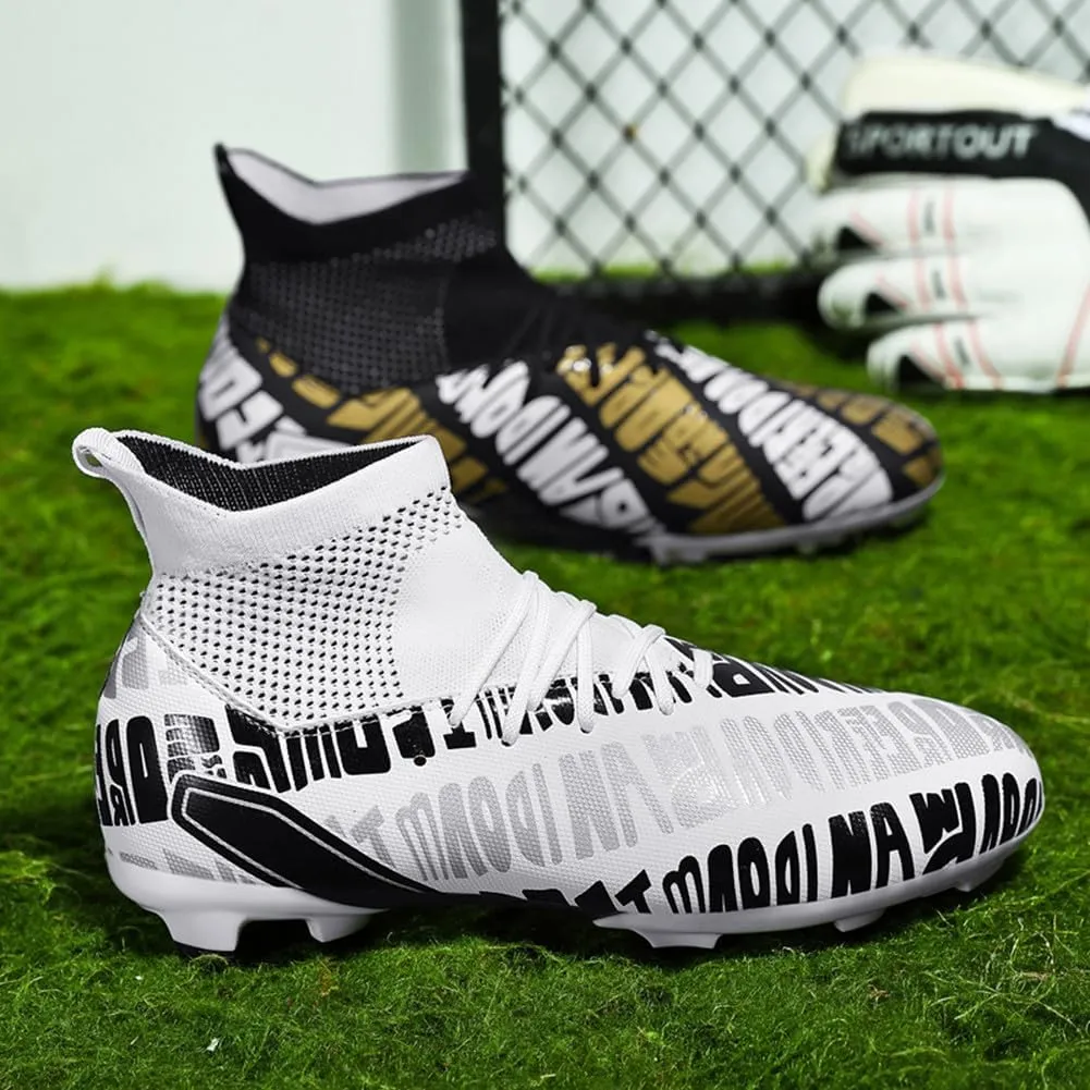 MAUGELY Men's Cleats Firm Ground Soccer Shoes Athletic Lightweight Running Outdoor Turf Comfortable Training Football Shoes