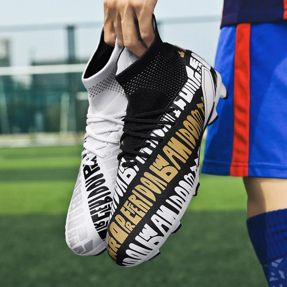 MAUGELY Men's Cleats Firm Ground Soccer Shoes Athletic Lightweight Running Outdoor Turf Comfortable Training Football Shoes