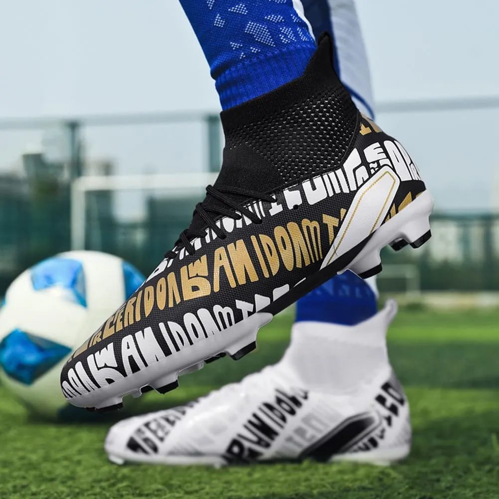 MAUGELY Men's Cleats Firm Ground Soccer Shoes Athletic Lightweight Running Outdoor Turf Comfortable Training Football Shoes
