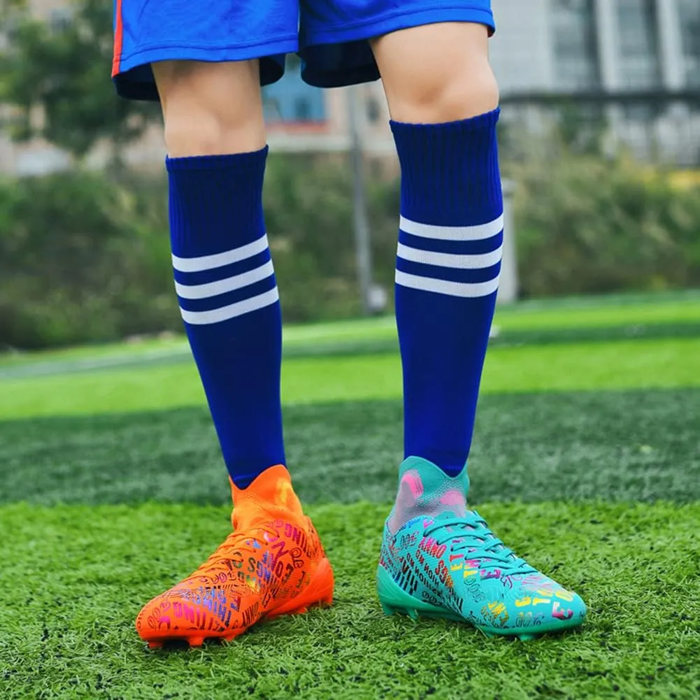 MAUGELY Men's Cleats Firm Ground Soccer Shoes Athletic Lightweight Running Outdoor Turf Comfortable Training Football Shoes