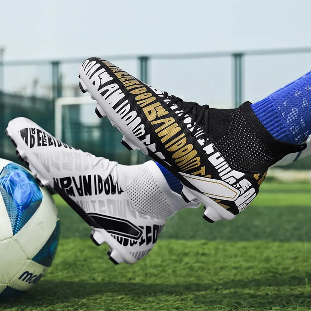 MAUGELY Men's Cleats Firm Ground Soccer Shoes Athletic Lightweight Running Outdoor Turf Comfortable Training Football Shoes